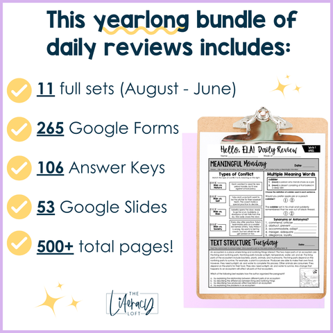 ELA Daily Review 6th Grade (Bundle) | Printable | Google Apps