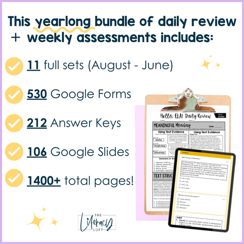 6th-7th Grade ELA Daily Review and Weekly Assessment Bundle