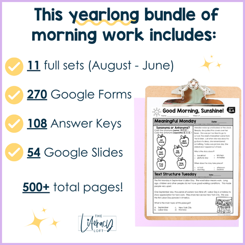 ELA Morning Work 2nd Grade Bundle | Printable | Google Apps