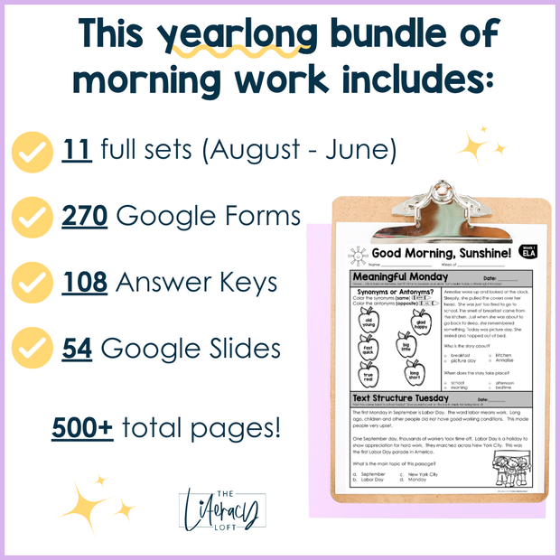 ELA Morning Work 2nd Grade Bundle | Printable | Google Apps