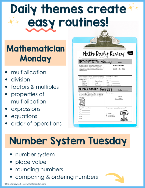 Math Daily Review 6th Grade {August} | Distance Learning | Google Apps