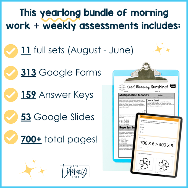 5th Grade Math Morning Work and Weekly Assessments Bundle