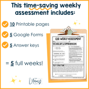 6th Grade ELA Reading Comprehension October Morning Work Assessment Daily Review