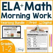 ELA and Math Morning Work Grades 1-2 Bundle