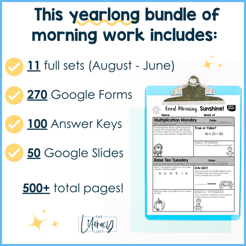 Math Morning Work 4th Grade Bundle | Printable | Google Slides and Forms