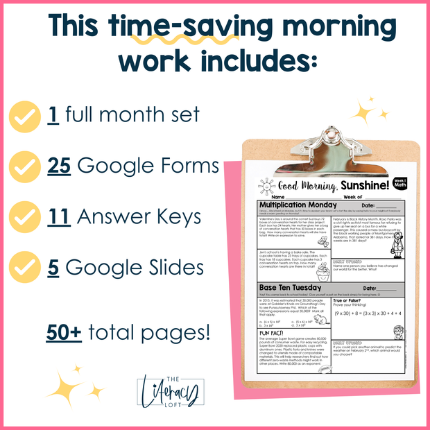 Math Morning Work 5th Grade {February} I Distance Learning I Google Slides