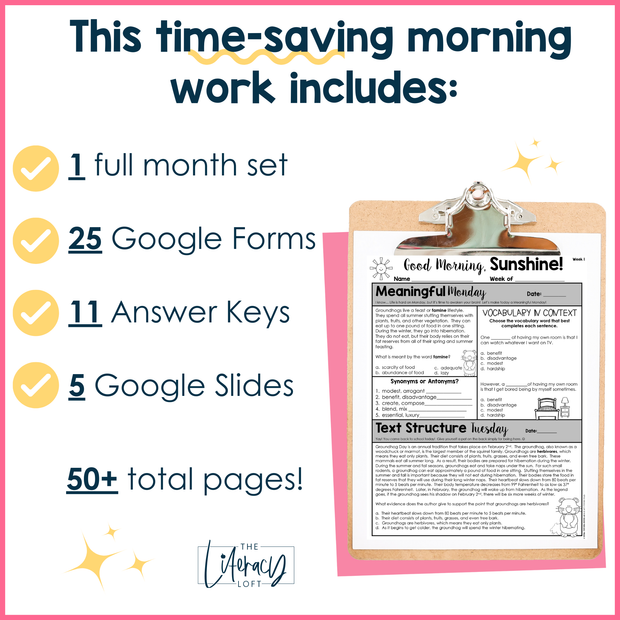 ELA Morning Work 4th Grade {February} I Distance Learning I Google Slides