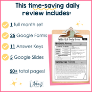 ELA Daily Review 8th Grade {February} I Distance Learning I Google Slides and Forms