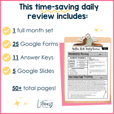 ELA Daily Review 8th Grade {February} I Distance Learning I Google Slides and Forms