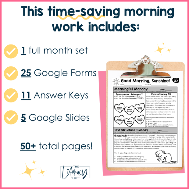 ELA Morning Work 2nd Grade {February} | Distance Learning | Google Slides