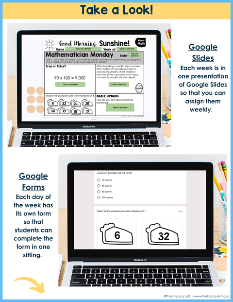 Math Morning Work 4th Grade {November} | Distance Learning | Google Apps