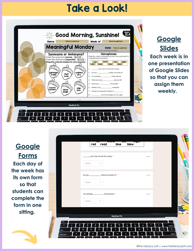 ELA Morning Work 2nd Grade {November} | Distance Learning | Google Slides