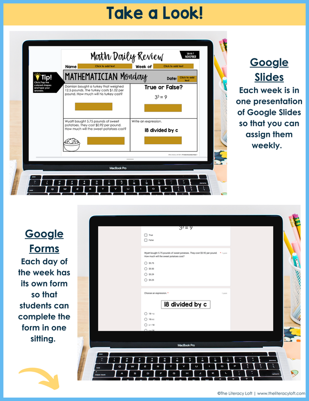 Math Daily Review 6th Grade {November} | Distance Learning | Google Apps