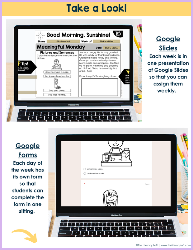 1st Grade ELA Morning Work (November) | Distance Learning | Google Slides