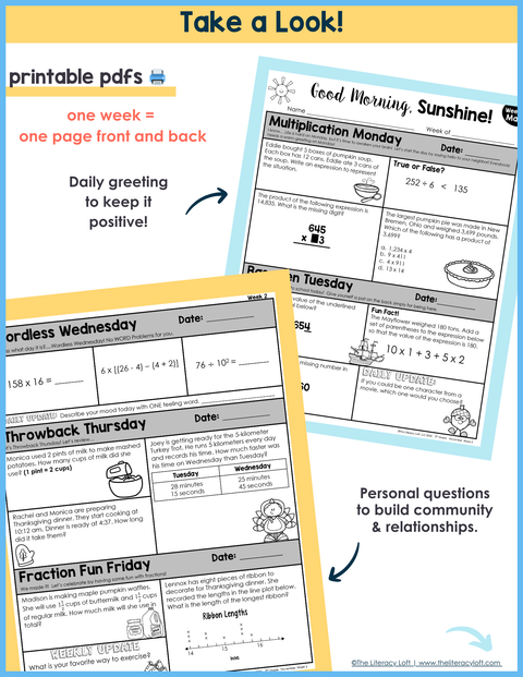 Math Morning Work 5th Grade {November} | Distance Learning | Google Apps