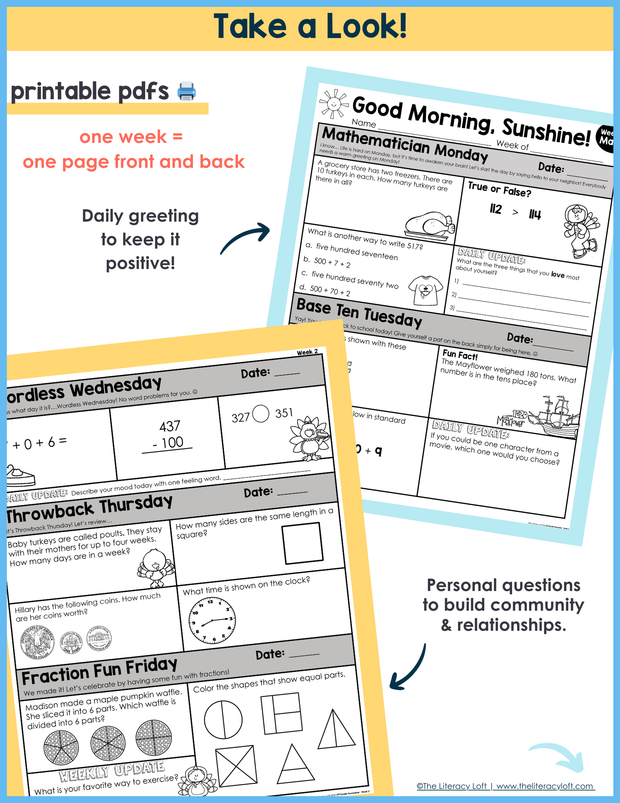 Math Morning Work 2nd Grade {November} | Distance Learning | Google Apps