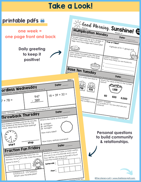 Math Morning Work 3rd Grade {November} | Distance Learning | Google Apps