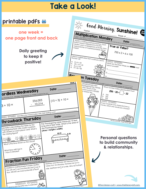 Math Morning Work 4th Grade {November} | Distance Learning | Google Apps