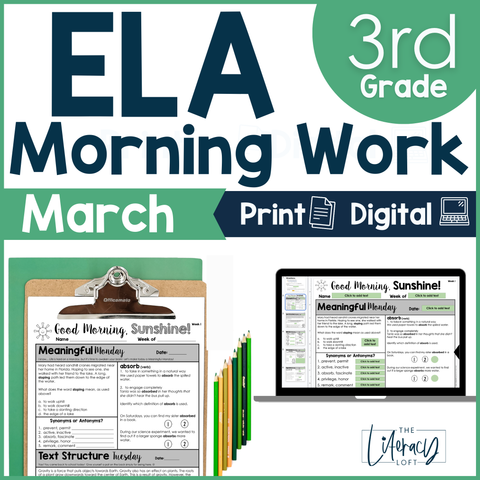 ELA Morning Work 3rd Grade {March} | Distance Learning | Google Slides