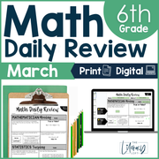 Math Daily Review 6th Grade {March} | Distance Learning | Google Apps