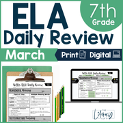 ELA Daily Review 7th Grade {March} | Distance Learning | Google Slides and Forms