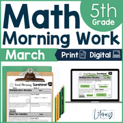 Math Morning Work 5th Grade {March} I Distance Learning I Google Slides