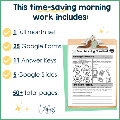 1st Grade ELA Morning Work (March) | Distance Learning | Google Slides