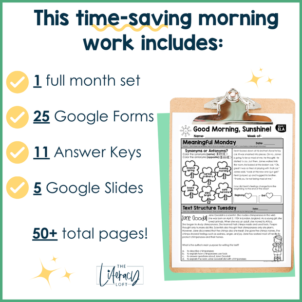 ELA Morning Work 2nd Grade {March} | Distance Learning | Google Slides