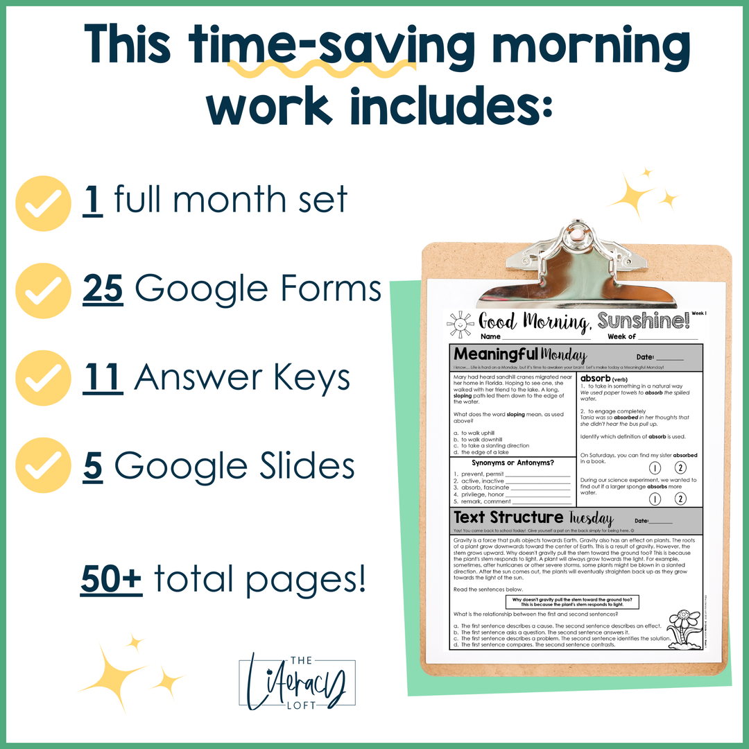 ELA Morning Work 3rd Grade {March} | Distance Learning | Google Slides –  The Literacy Loft