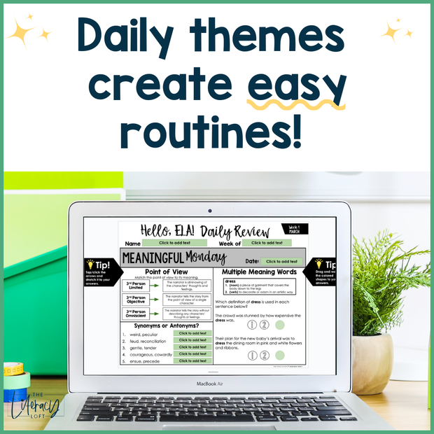 ELA Daily Review 7th Grade {March} | Distance Learning | Google Slides and Forms