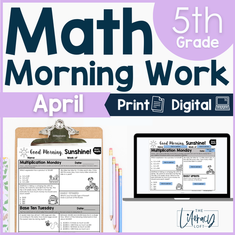 Math Morning Work 5th Grade {April} | Distance Learning | Google Slides