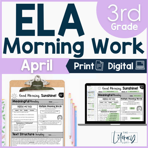 ELA Morning Work 3rd Grade {April} | Distance Learning | Google Slides