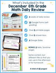 Math Daily Review 6th Grade {December} | Distance Learning | Google Apps