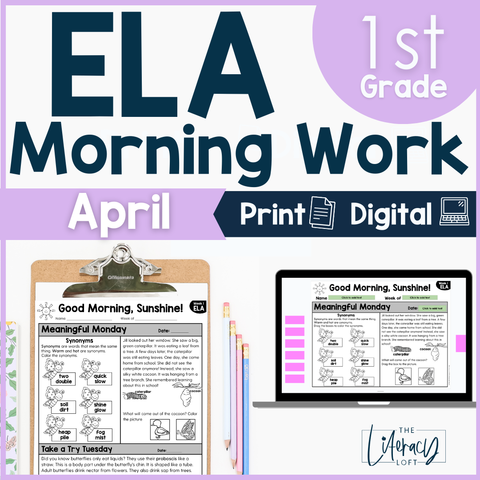 1st Grade ELA Morning Work (April) | Distance Learning | Google Slides