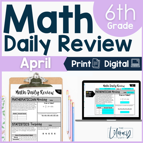 Math Daily Review 6th Grade {April} | Distance Learning | Google Apps