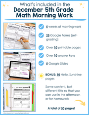 Math Morning Work 5th Grade {December} I Distance Learning I Google Apps