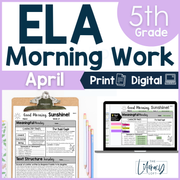 ELA Morning Work 5th Grade {April} | Distance Learning | Google Slides