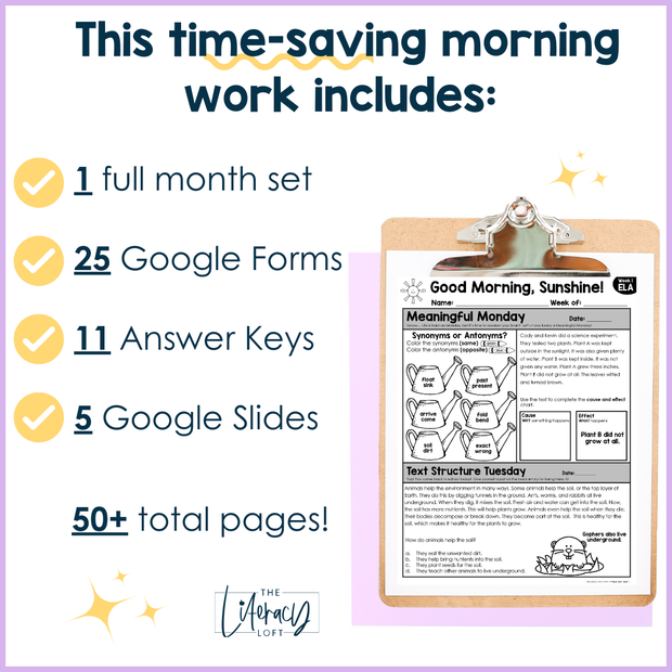 ELA Morning Work 2nd Grade {April} | Distance Learning | Google Slides