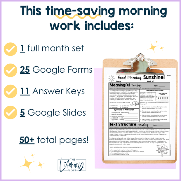 ELA Morning Work 4th Grade {April} | Distance Learning | Google Slides