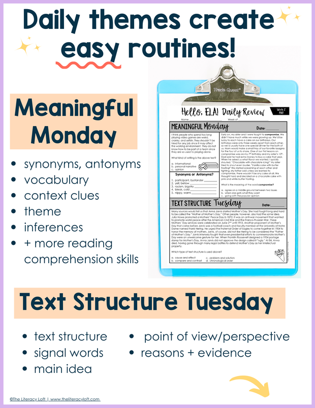 ELA Daily Review 7th Grade Bundle | Printable | Google Apps