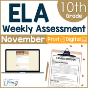 10th Grade ELA Reading Comprehension November Fall Morning Work Assessment Thanksgiving High School