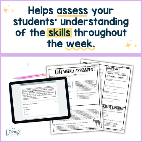 ELA Weekly Assessments 8th Grade | Printable | Google Forms