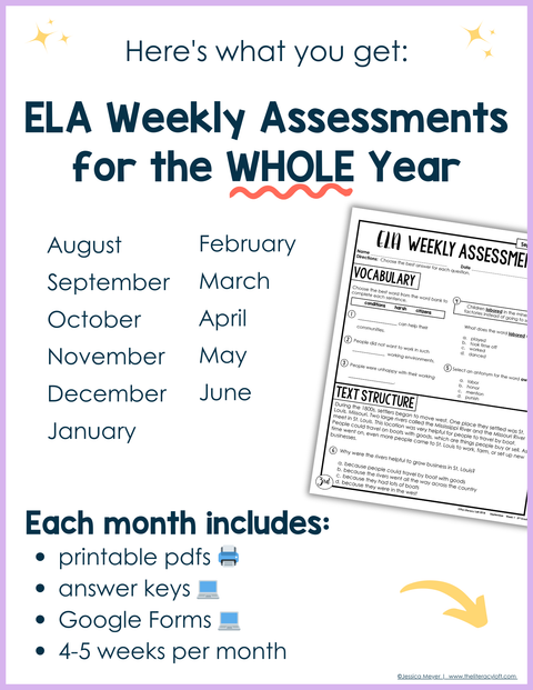 3rd Grade ELA Morning Work and Weekly Assessments Bundle