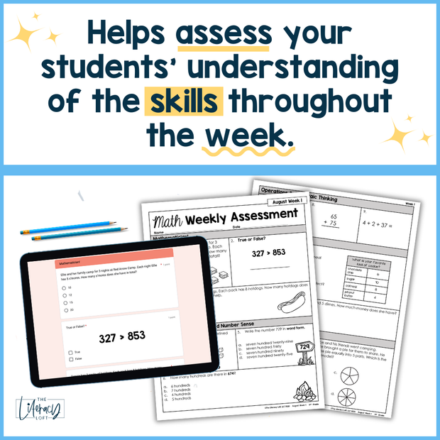 Math Weekly Assessments 3rd Grade | Printable | Google Forms