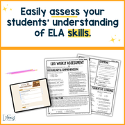 6th Grade ELA Reading Comprehension October Morning Work Assessment Daily Review