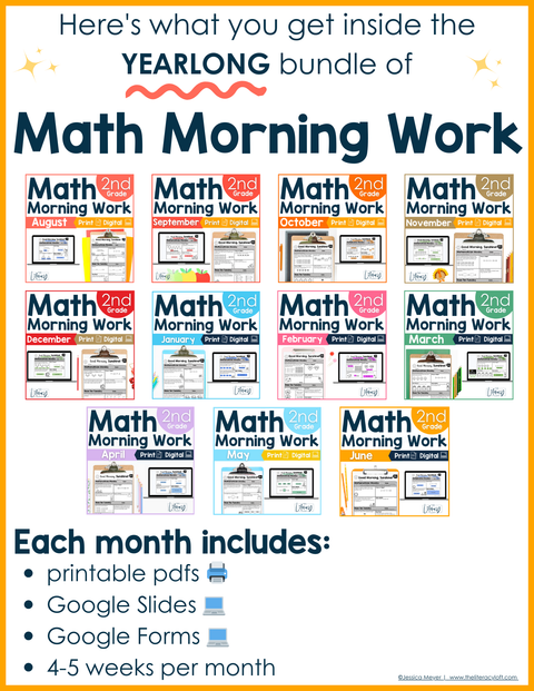 ELA + Math Morning Work 2nd Grade {The Bundle} | Distance Learning | Google Slides