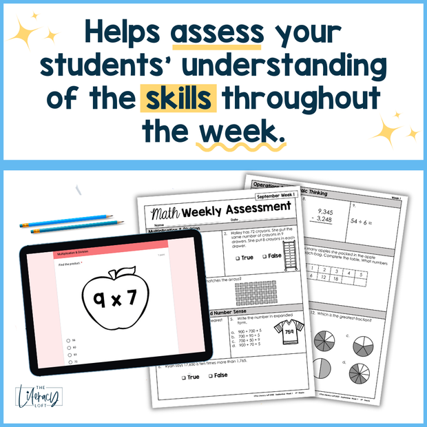 Math Weekly Assessments 4th Grade | Printable | Google Forms