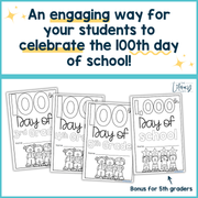 100th Day of School Math ELA Writing Prompts Coloring Pages 3rd 4th 5th Grade