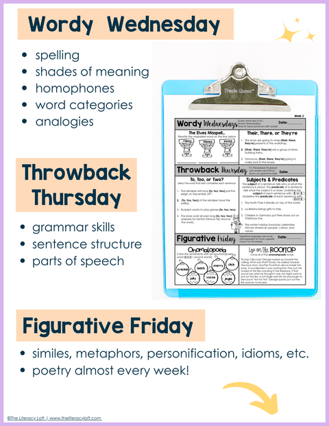 ELA Morning Work 4th Grade {December} I Distance Learning I Google Slides