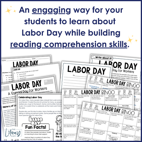 Labor Day Fun Activities Reading Comprehension Passages Questions and Writing Worksheets